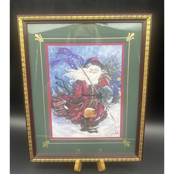 Peggy Abrams Signed Old World Santa Claus Matted Framed Christmas Print 15 X 12 - Picture 1 of 6